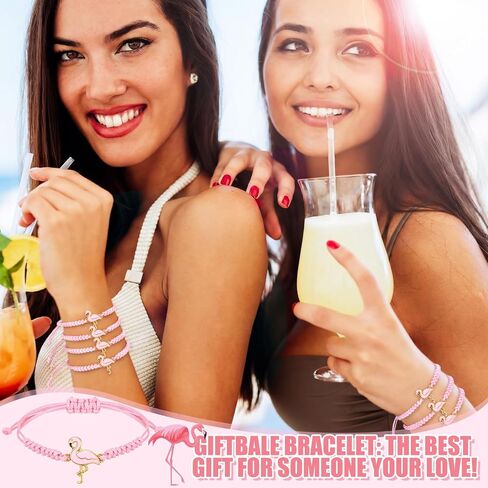 24 Pcs Flamingo Friendship Bracelets Gift Bulk String Braided Bracelets for Women Summer Tropical Hawaii Party Favors in Kuwait