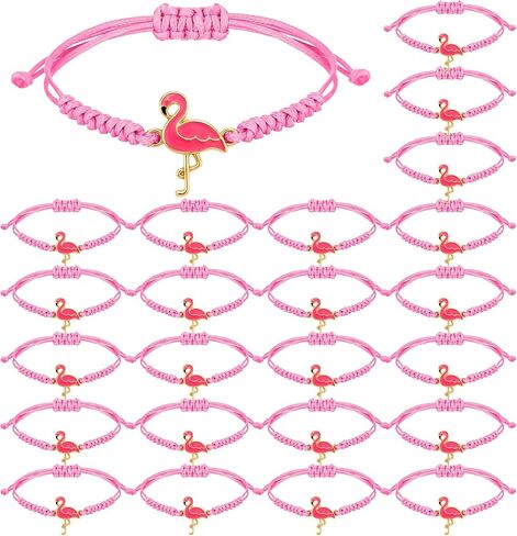 24 Pcs Flamingo Friendship Bracelets Gift Bulk String Braided Bracelets for Women Summer Tropical Hawaii Party Favors in Kuwait