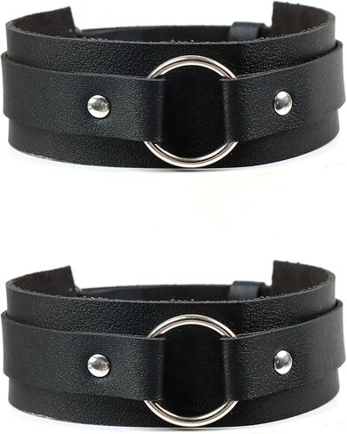 Men’s Faux Leather Arm Band – Adjustable Leather harness Arm Strap with Alloy Hardware for Punk Fashion, Cosplay, Festivals & Workout Styling, Two Piece(Fit Arm 13.0-17.3in) in Saudi Arabia