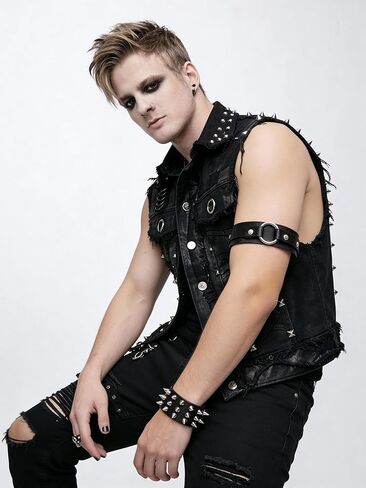 Men’s Faux Leather Arm Band – Adjustable Leather harness Arm Strap with Alloy Hardware for Punk Fashion, Cosplay, Festivals & Workout Styling, Two Piece(Fit Arm 13.0-17.3in) in Saudi Arabia
