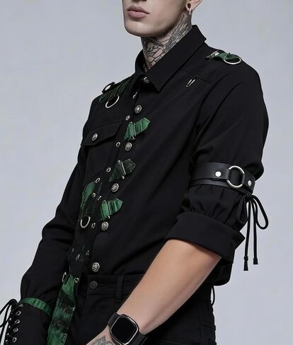Men’s Faux Leather Arm Band – Adjustable Leather harness Arm Strap with Alloy Hardware for Punk Fashion, Cosplay, Festivals & Workout Styling, Two Piece(Fit Arm 13.0-17.3in) in Saudi Arabia