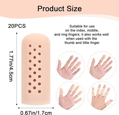 20 Pcs Gel Finger Cots with Air Holes, Silicone Finger Protectors Rubber Fingers Tips Protector Covers Fingers Gloves Guard Breathable Fingertip Protector for Cracking Calluses Blisters Protect in Kuwait