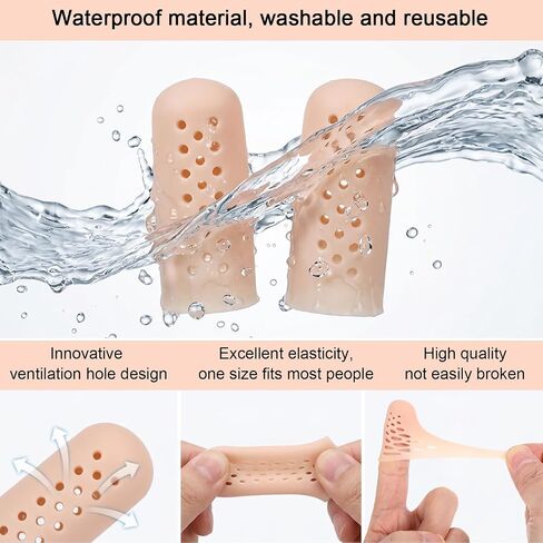 20 Pcs Gel Finger Cots with Air Holes, Silicone Finger Protectors Rubber Fingers Tips Protector Covers Fingers Gloves Guard Breathable Fingertip Protector for Cracking Calluses Blisters Protect in Kuwait