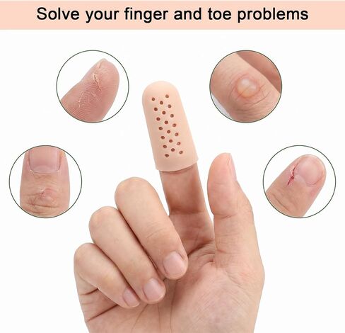 20 Pcs Gel Finger Cots with Air Holes, Silicone Finger Protectors Rubber Fingers Tips Protector Covers Fingers Gloves Guard Breathable Fingertip Protector for Cracking Calluses Blisters Protect in Kuwait