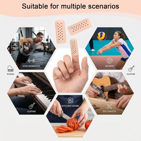 20 Pcs Gel Finger Cots with Air Holes, Silicone Finger Protectors Rubber Fingers Tips Protector Covers Fingers Gloves Guard Breathable Fingertip Protector for Cracking Calluses Blisters Protect in Kuwait