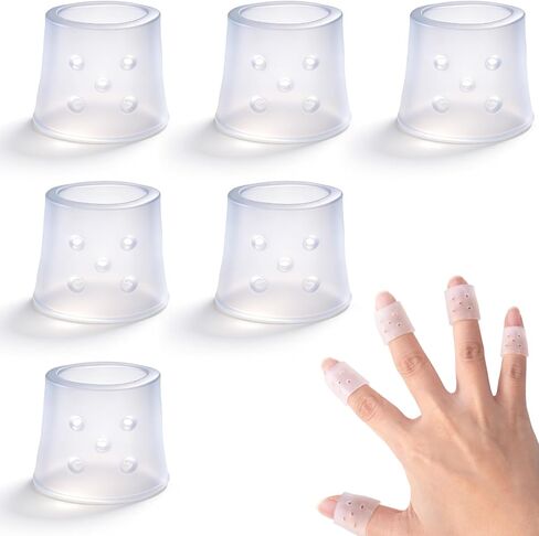 PAGOW 6pcs Finger Covers for Skin Picking, Reusable Silicone Stop Nail Biting Finger Guard, Breathable Anti Skin Picking Finger Gloves for Nail Biting Prevention, Cuticle Protection, Cracked - Clear in Kuwait