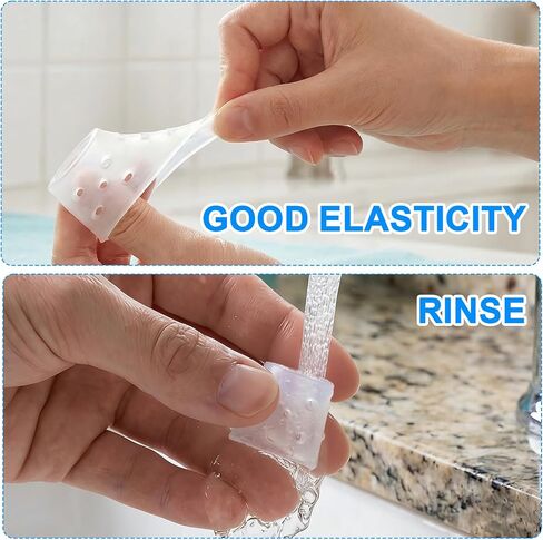 PAGOW 6pcs Finger Covers for Skin Picking, Reusable Silicone Stop Nail Biting Finger Guard, Breathable Anti Skin Picking Finger Gloves for Nail Biting Prevention, Cuticle Protection, Cracked - Clear in Kuwait
