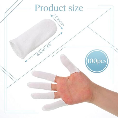 100 Pieces Finger Sleeve, Thumb Sleeve Cotton, Thumb Cots Breathable Fingertips Protective Cover for Thumb & Toe, Moisture Wicking & Sweat Absorbent (White) in Kuwait