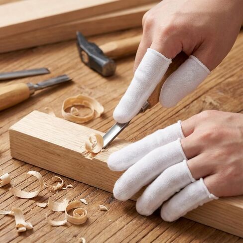 100 Pieces Finger Sleeve, Thumb Sleeve Cotton, Thumb Cots Breathable Fingertips Protective Cover for Thumb & Toe, Moisture Wicking & Sweat Absorbent (White) in Kuwait