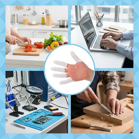 100 Pieces Finger Sleeve, Thumb Sleeve Cotton, Thumb Cots Breathable Fingertips Protective Cover for Thumb & Toe, Moisture Wicking & Sweat Absorbent (White) in Kuwait