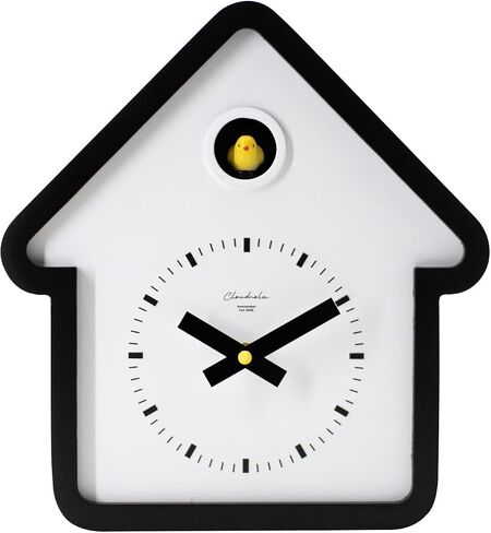 Cloudnola Modern Wooden House Cuckoo Clock, Black and White, Hourly Bird Voice Chirping, Silent Timekeeping, 11 x 10 x 3 inches, for Living Room, Kitchen, Office, or Gifts in Saudi Arabia