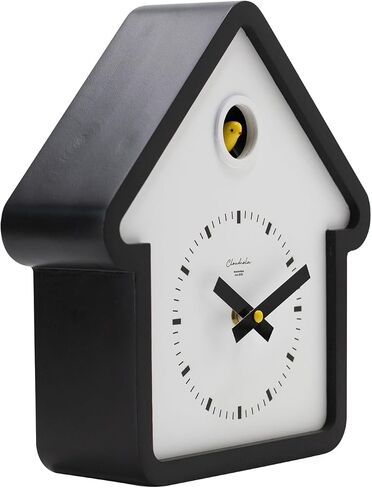 Cloudnola Modern Wooden House Cuckoo Clock, Black and White, Hourly Bird Voice Chirping, Silent Timekeeping, 11 x 10 x 3 inches, for Living Room, Kitchen, Office, or Gifts in Saudi Arabia