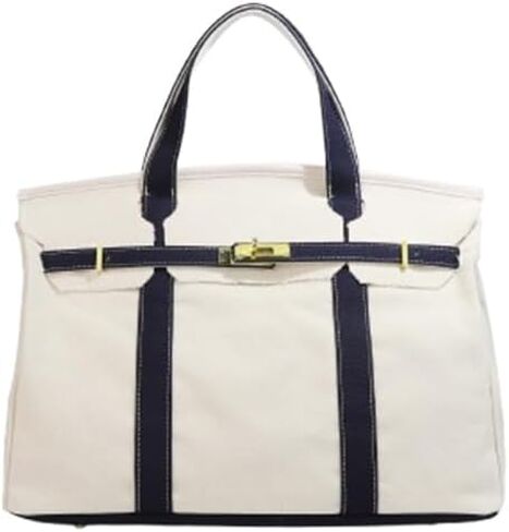 Womens Canvas Tote Handbag with Front Buckle Closure and Dual Handles. in Kuwait