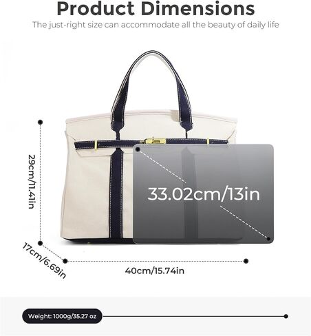 Womens Canvas Tote Handbag with Front Buckle Closure and Dual Handles. in Kuwait