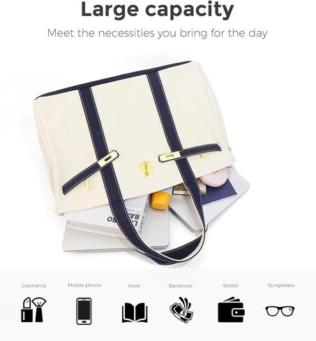 Womens Canvas Tote Handbag with Front Buckle Closure and Dual Handles. in Kuwait