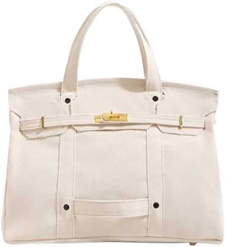Womens Canvas Tote Handbag with Front Buckle Closure and Dual Handles. in Kuwait