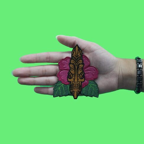 Tiki Hibiscus Pacific Islander Patch Hawaii Flower Embroidered Iron On in Kuwait