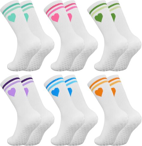 Pilates Socks with Grips for Women, Love Heart-Patterned Non Slip Yoga Socks for Barre Workout Dance in Saudi Arabia