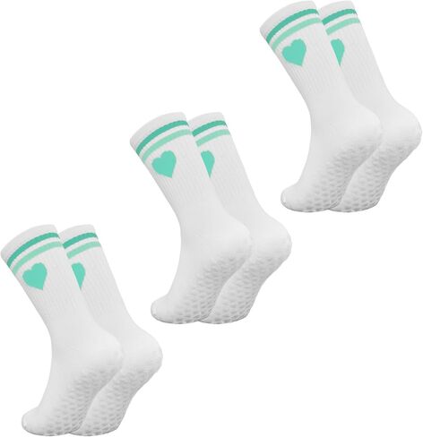 Pilates Socks with Grips for Women, Love Heart-Patterned Non Slip Yoga Socks for Barre Workout Dance in Saudi Arabia