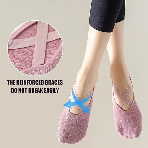 5 Pack Pilates Socks Yoga Socks with Grips for Women Non Slip, Workout Pure Barre Ballet Dance Hospital Socks in Kuwait