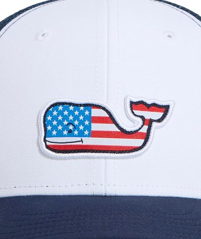 vineyard vines Oversized Americana Whale Patch Trucker Hat, White Cap, OS in Kuwait