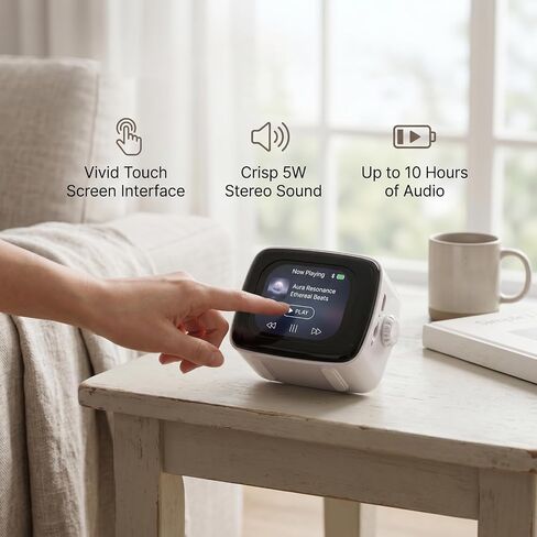 Touch Screen Smart Bluetooth Speaker, 2.01 Inch HD Display with Calendar Calculator Alarm Clock Real Time Weather Forecast, for MP3 Player and Bluetooth 5.4 Connection in Saudi Arabia