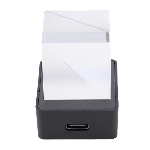 Focket Holographic Crystal Cube, 3D Photo Display Real Time Weather GIF Animation Library 3D Hologram Display Screen, Smart Weather Digital Clock with Base for Desk Car Home Office in Kuwait