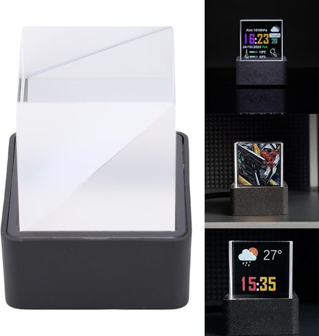 LED Holographic Crystal Cube 3D Photo Display Smart Weather Digital Clock GIF Animation Photo Album Player with High Transparent Design for Desk Car Decoration Gift in Saudi Arabia