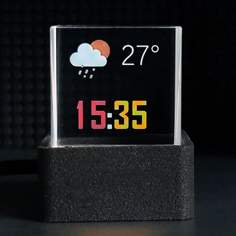 LED Holographic Crystal Cube 3D Photo Display Smart Weather Digital Clock GIF Animation Photo Album Player with High Transparent Design for Desk Car Decoration Gift in Saudi Arabia
