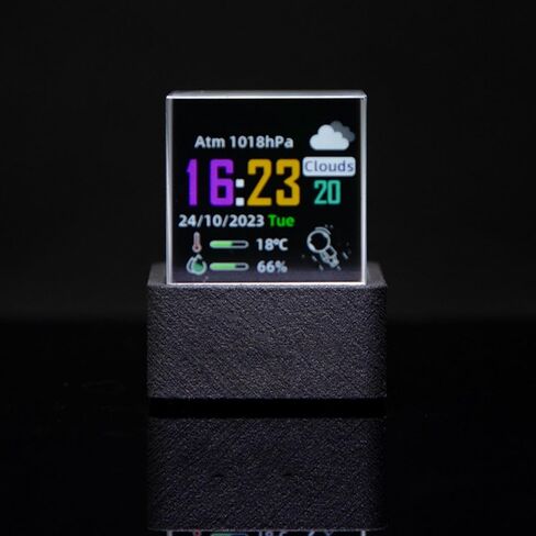 LED Holographic Crystal Cube 3D Photo Display Smart Weather Digital Clock GIF Animation Photo Album Player with High Transparent Design for Desk Car Decoration Gift in Saudi Arabia