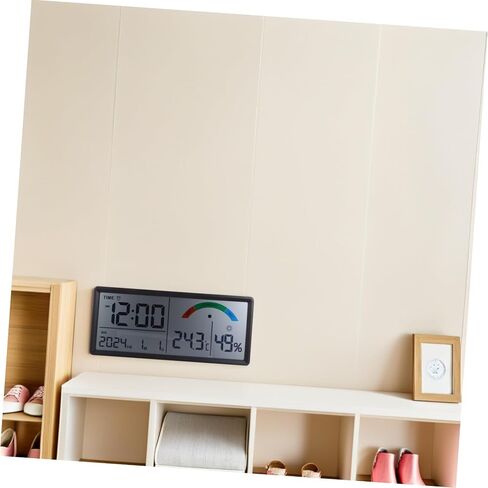 Uonlytech Large LCD Wall Clock 14-inch Digital Alarm Clock with Temperature and Humidity Display Multifunction Electronic Thermohygrometer for Living Room Bedroom in Kuwait
