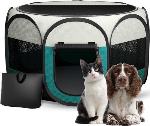 Foldable Puppy Playpen Indoor for Cat - Portable Cats Dogs Kennel Pop Up Dog Playpens for Small Pets Kitten Outdoor with Carrying Case in Saudi Arabia