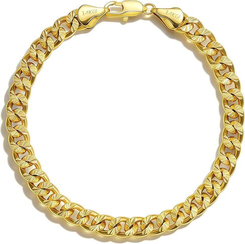 6.5mm 14K Gold Cuban Bracelets for Men & Women Dainty Stackable Cuban Link Chain for Men Fashion Simple Bracelet Non-tarnish Gold Jewelry Unisex Gift Lifetime Quality in Saudi Arabia