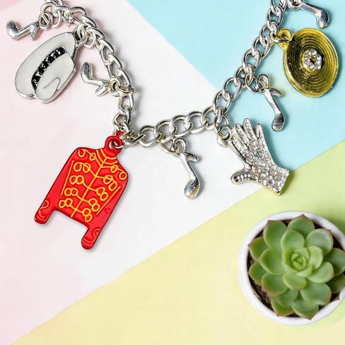 Music Inspired Charm Bracelet, Silver Chain with Red Jacket, Hat, Glove, BAD Charms, 7.29 Inch in Kuwait