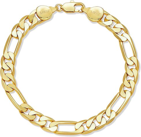 7mm Diamond-Cut Figaro Bracelet 14K Gold Link Bracelets Simple Trendy Non-tarnish Waterproof Gold Bracelets for Women and Men Fashion Accessories Jewelry Gift Unisex Lifetime Quality in Saudi Arabia