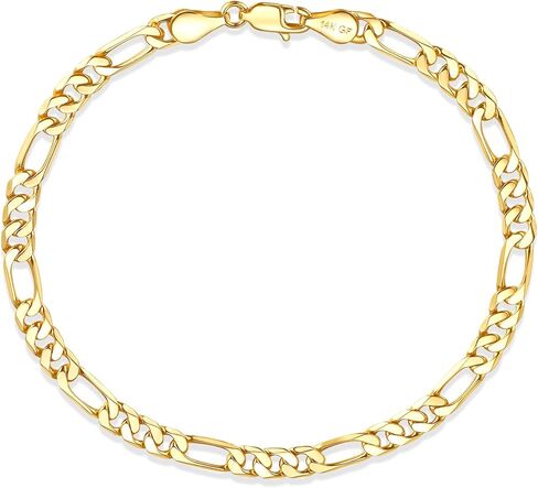 LUCA SMITH Gold Bracelets for Men & Women, 14K Gold Figaro Link Chain Bracelets 6mm Diamond-Cut Figaro Chain Bracelet for Men Hypoallergenic Trendy Dainty Jewelry Gifts Size 7.5in/8in/8.5in in Kuwait