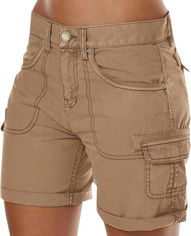 Plus Size Bermuda Shorts for Women with Pockets Cargo Shorts Casual Knee Length High Waisted Stretch Wide Leg Pants in Saudi Arabia