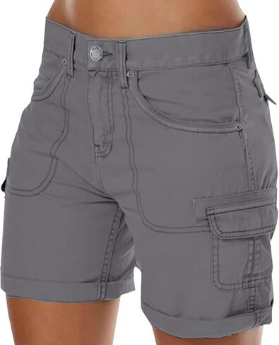 Plus Size Bermuda Shorts for Women with Pockets Cargo Shorts Casual Knee Length High Waisted Stretch Wide Leg Pants in Saudi Arabia