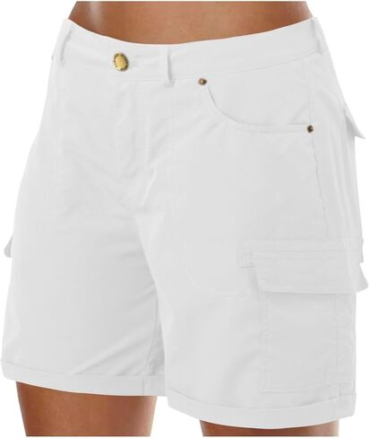 Plus Size Bermuda Shorts for Women with Pockets Cargo Shorts Casual Knee Length High Waisted Stretch Wide Leg Pants in Saudi Arabia