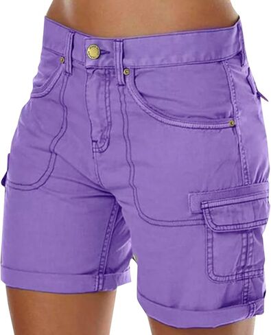 Plus Size Bermuda Shorts for Women with Pockets Cargo Shorts Casual Knee Length High Waisted Stretch Wide Leg Pants in Saudi Arabia