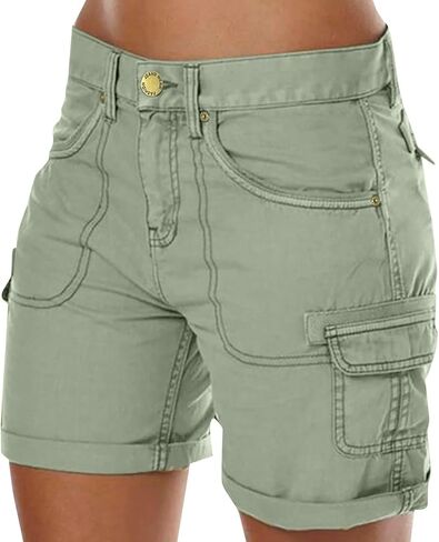 Plus Size Bermuda Shorts for Women with Pockets Cargo Shorts Casual Knee Length High Waisted Stretch Wide Leg Pants in Saudi Arabia