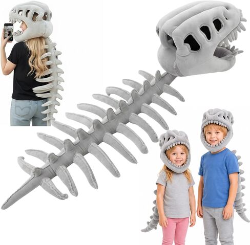 Dinosaur Skeleton Plush Costume, 3D Skull & Spine for Halloween, Cosplay & Themed Play in Saudi Arabia