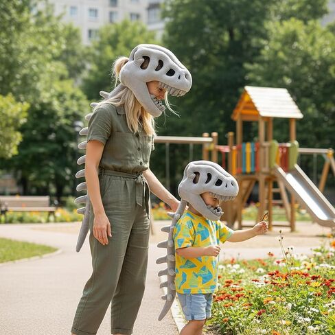 Dinosaur Skeleton Plush Costume, 3D Skull & Spine for Halloween, Cosplay & Themed Play in Saudi Arabia