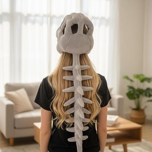 Dinosaur Skeleton Plush Costume, 3D Skull & Spine for Halloween, Cosplay & Themed Play in Saudi Arabia