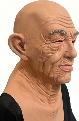 Monisorly Old Man Mask Bald Man Humen Face Masks Wrinkle Full Head Mask Halloween Masquerade Costume Props in Saudi Arabia