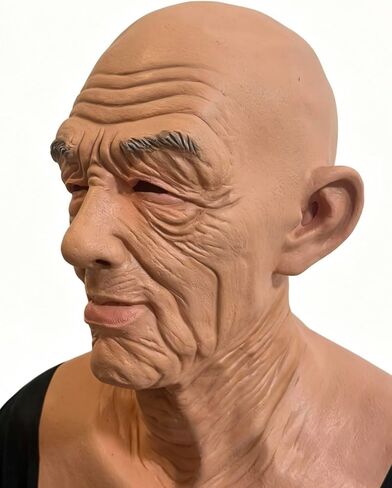 Monisorly Old Man Mask Bald Man Humen Face Masks Wrinkle Full Head Mask Halloween Masquerade Costume Props in Saudi Arabia