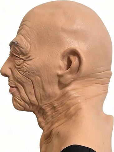 Monisorly Old Man Mask Bald Man Humen Face Masks Wrinkle Full Head Mask Halloween Masquerade Costume Props in Saudi Arabia