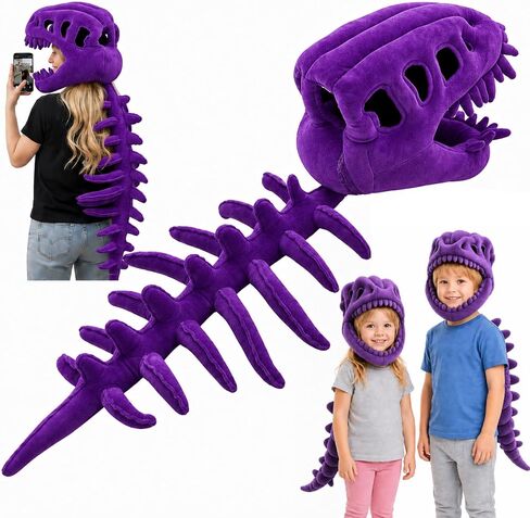 Dinosaur Skeleton Plush Costume, 3D Skull & Spine for Halloween, Cosplay & Themed Play in Saudi Arabia