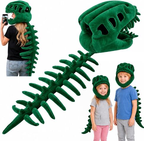 Dinosaur Skeleton Plush Costume, 3D Skull & Spine for Halloween, Cosplay & Themed Play in Saudi Arabia