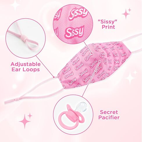LittleForBig Discreet Sissy Gen II Adjustable Cloth Mask with Removable Pacifier Gag - Secret Soother Face Mask with Adjustable Strap in Kuwait
